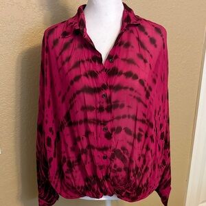 Young, Fabulous and Broke Stylish Magenta and Black Women's Top, Size Small